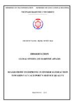 Suggestions to improve customer satisfaction towards vat cach port`s service quality