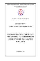 Recommendations to enhance ship and port facility security under isps code in quang ninh port area