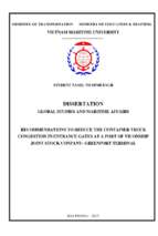 Recommendation to reduce container truck congestion in entrance gates at a port of viconship joint stock company  greenport terminal