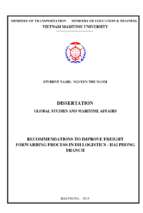 Recommendations to improve freight forwarding process in dh logistiics   hai phong branch