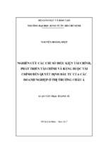 Nghiên cứu các chỉ số điều kiện tài chính, phát triển tài chính và ràng buộc tài chính đến quyết định đầu tư của các doanh nghiệp ở thị trường châu á