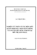 Nghiên cứu nhân tố tác động đến quyết định mua nhãn hàng riêng của người tiêu dùng tp.hcm tại siêu thị aeon mall