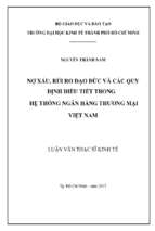 Nợ xấu, rủi ro đạo đức và các quy định điều tiết trong hệ thống ngân hàng thương mại việt nam