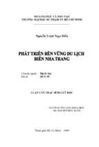 Phát triển bền vững du lịch biển Thành phố  Nha Trang