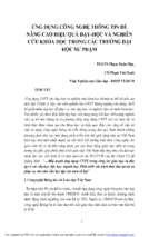 ỨNG DỤNG CÔNG NGHỆ THÔNG TIN ĐỂ NÂNG CAO HIỆU QUẢ DẠY-HỌC VÀ NGHIÊN CỨU KHOA HỌC TRONG CÁC TRƯỜNG ĐẠI HỌC SƯ PHẠM