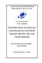 Báo cáo tốt nghiệp Giải pháp nâng cao năng lực cạnh tranh của Ngân hàng TMCP Kỹ Thương Việt Nam Techcombank