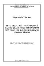 Luận văn thạc sĩ giáo dục học  thực trạng phát triển đội ngũ cán bộ quản lý các trường mầm non