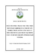 Phân tích thực trạng việc thực hiện một số quy định quản lý thuốc gây nghiện, thuốc hướng tâm thần và tiền chất dùng làm thuốc tại trung tâm y tế huyện chợ đồn, tỉnh bắc kạn năm 2016