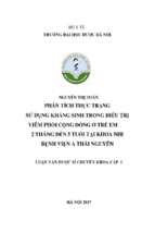 Phân tích thực trạng sử dụng kháng sinh trong điều trị viêm phổi cộng đồng ở trẻ em 2 tháng đến 5 tuổi tại khoa nhi bệnh viện a thái nguyên