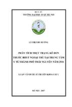 Phân tích thực trạng kê đơn thuốc bảo hiểm y tế ngoại trú tại trung tâm y tế thành phố thái nguyên năm 2016