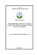 Phân tích thực trạng của mạng lưới bán lẻ thuốc tại địa bàn tỉnh bắc kạn năm 2016