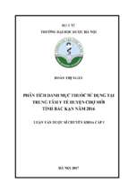 Phân tích danh mục thuốc sử dụng tại trung tâm y tế huyện chợ mới tỉnh bắc kạn năm 2016