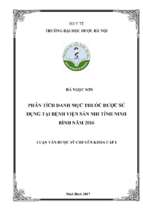 Phân tích danh mục thuốc được sử dụng tại bệnh viện sản nhi tỉnh ninh bình năm 2016