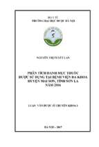 Phân tích danh mục thuốc được sử dụng tại bệnh viện đa khoa huyện mai sơn, tỉnh sơn la năm 2016