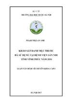 Khảo sát danh mục thuốc đã sử dụng tại bệnh viện sản nhi tỉnh vĩnh phúc năm 2016