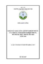 Khảo sát khả năng kiểm nghiệm thuốc của trung tâm kiểm nghiệm thuốc, mỹ phẩm, thực phẩm yên bái năm 2016