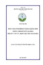 Phân tích tình hình sử dụng kháng sinh nhóm carbapenem tại khoa hồi sức cấp cứu, bệnh viện nhi thanh hóa