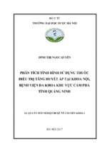 Phân tích tình hình sử dụng thuốc điều trị tăng huyết áp tại khoa nội, bệnh viện đa khoa khu vực cẩm phả tỉnh quảng ninh