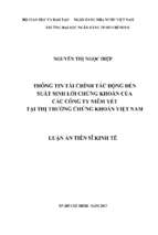 Thông tin tài chính tác động đến ssl chứng khoán của các công ty niêm yết tại thị trường chứng khoán việt nam