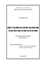 Quản lí tạo đông lực làm việc cho giảng viên tại học viện chính trị quốc gia hồ chí minh