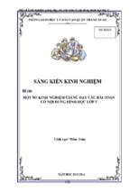 Skkn một số kinh nghiệm giảng dạy các bài toán có nội dung hình học lớp 5.(1)