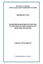 Truyền dẫn lãi suất bán lẻ ở việt nam các thay đổi cấu trúc và hành vi của ngân hàng thương mại