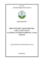 Phân tích thực trạng kiểm tra chất lượng thuốc tại trung tâm kiểm nghiệm bắc giang năm 2016