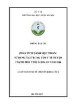 Phân tích danh mục thuốc sử dụng tại trung tâm y tế huyện thạnh hóa tỉnh long an năm 2016