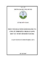 Phân tích hoạt động kinh doanh của công ty trách nhiệm hữu hạn dược phẩm an long khu vực thành phố hồ chí minh năm 2016