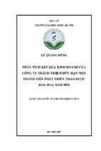 Phân tích kết quả kinh doanh của công ty trách nhiệm hữu hạn một thành viên phát triển thảo dược hoa hoa năm 2016