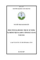 Phân tích danh mục thuốc sử dụng tại bệnh viện đa khoa tỉnh bắc giang năm 2016