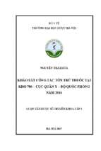 Khảo sát công tác tồn trữ thuốc tại kho 706   cục quân y   bộ quốc phòng năm 2016