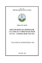 Phân tích kết quả kinh doanh của công ty cổ phần dược phẩm kỳ sơn   tỉnh hòa bình năm 2016