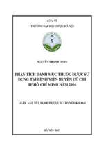 Phân tích danh mục thuốc được sử dụng tại bệnh viện huyện củ chi thành phố hồ chí minh năm 2016