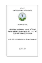 Phân tích danh mục thuốc sử dụng tại bệnh viện đa khoa huyện yên thế tỉnh bắc giang năm 2016