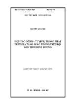 Hợp tác công tư (ppp) trong phát triển hạ tầng giao thông trên địa bàn tỉnh bình dương