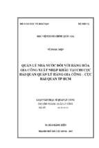 Quản lý nhà nước đối với hàng gia công xuất nhập khẩu tại chi cục hải quan quản lý hàng gia công   cục hải quan tp.hcm