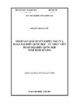 Giám sát giải quyết khiếu nại của đoàn đại biểu quốc hội từ thực tiễn đoàn đại biểu quốc hội tỉnh bình dương