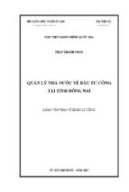 Quản lý nhà nước về đầu tư công tại tỉnh đồng nai