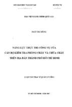 Năng lực thực thi công vụ của cán bộ kiểm tra phòng cháy và chữa cháy trên địa bàn tp.hcm