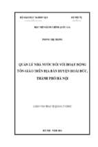 Quản lý nhà nước đối với hoạt động tôn giáo trên địa bàn huyện hoài đức, thành phố hà nội