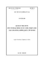 Quản lý nhà nước đối với hoạt động xuất cảnh, nhập cảnh tại cảng hàng không quốc tế nội bài