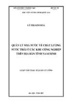 Quản lý nhà nước về chất lượng nước thải ở các khu công nghiệp trên địa bàn tỉnh nam định