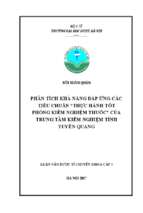 Phân tích khả năng đáp ứng các tiêu chuẩn thực hành tốt phòng kiểm nghiệm thuốc của trung tâm kiểm nghiệm tỉnh tuyên quang