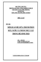 Mối quan hệ giữa thành phần đất, nước và thảm thực vật trong hệ sinh thái