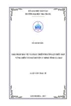 Giải pháp bảo vệ và phát triển nguồn lợi thủy sản vùng biển ven bờ huyện u minh, tỉnh cà mau