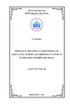 đánh giá sự hài lòng của khách hàng về chất lượng tour du lịch biển đảo của công ty cổ phần hòn tằm biển nha trang