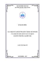 Các nhân tố ảnh hưởng đến ý định chuyển đổi của khách hàng khỏi dịch vụ mạng di động viettel tại bến tre