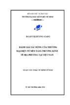 đánh giá tác động của thương mại điện tử đến tăng trưởng kinh tế địa phương tại việt nam