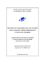 The effect of task based language teaching on efl learners’ writing performance at tien giang university